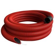 Raudonas gofruotas vamzdis D50 / d42 su viela (be halogenų, 50m) Pipelife 
